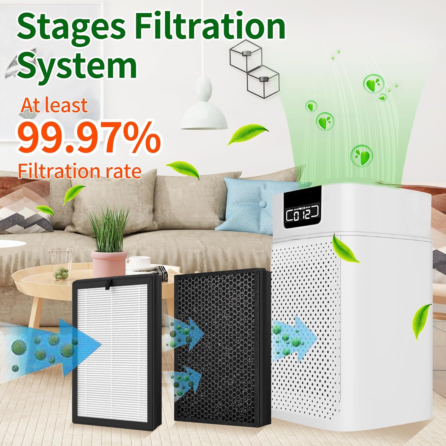 4 Packs Clearair-a5 Replacement Filter for Vewior A5 ClearAir-A5 Home Air Purifi-er, 3-in-1 Filter of Main Filter, Activated Carbon Filters and Nylon Pre-Filter - Image 3