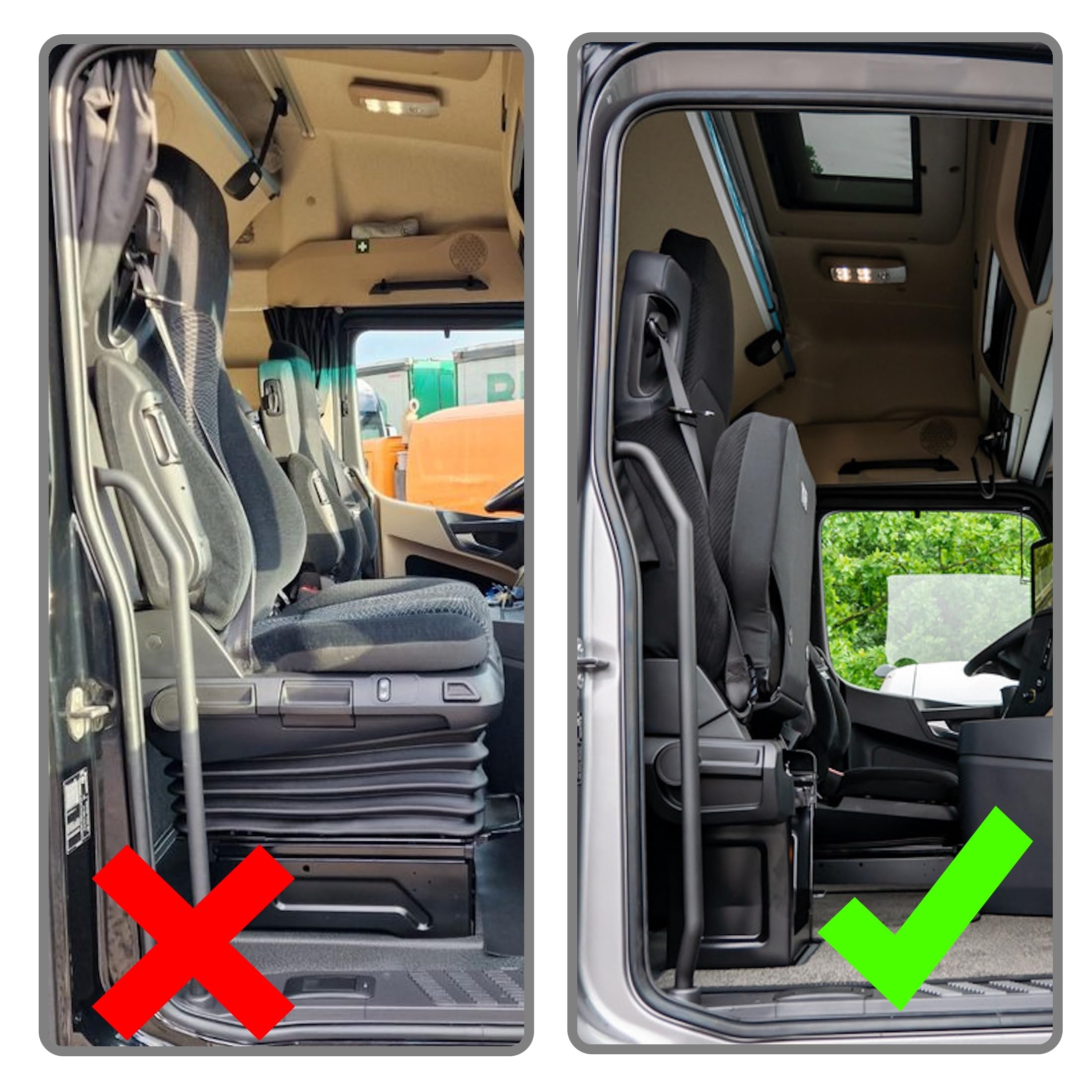 Alfombrillas para camión/Tapetes compatibles con Mercedes Actros MP4, MP5, Asiento del copiloto no suspendido (Plegable) - Elegante Acolchado y Costuras Dobles