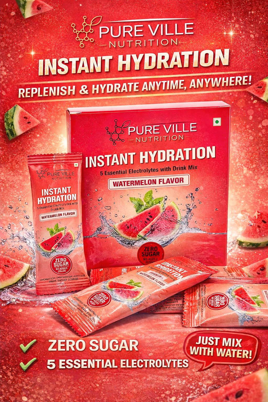 Watermelon Electrolyte Hydration Sachet Sticks (30 sachets monthly pack)-image-38
