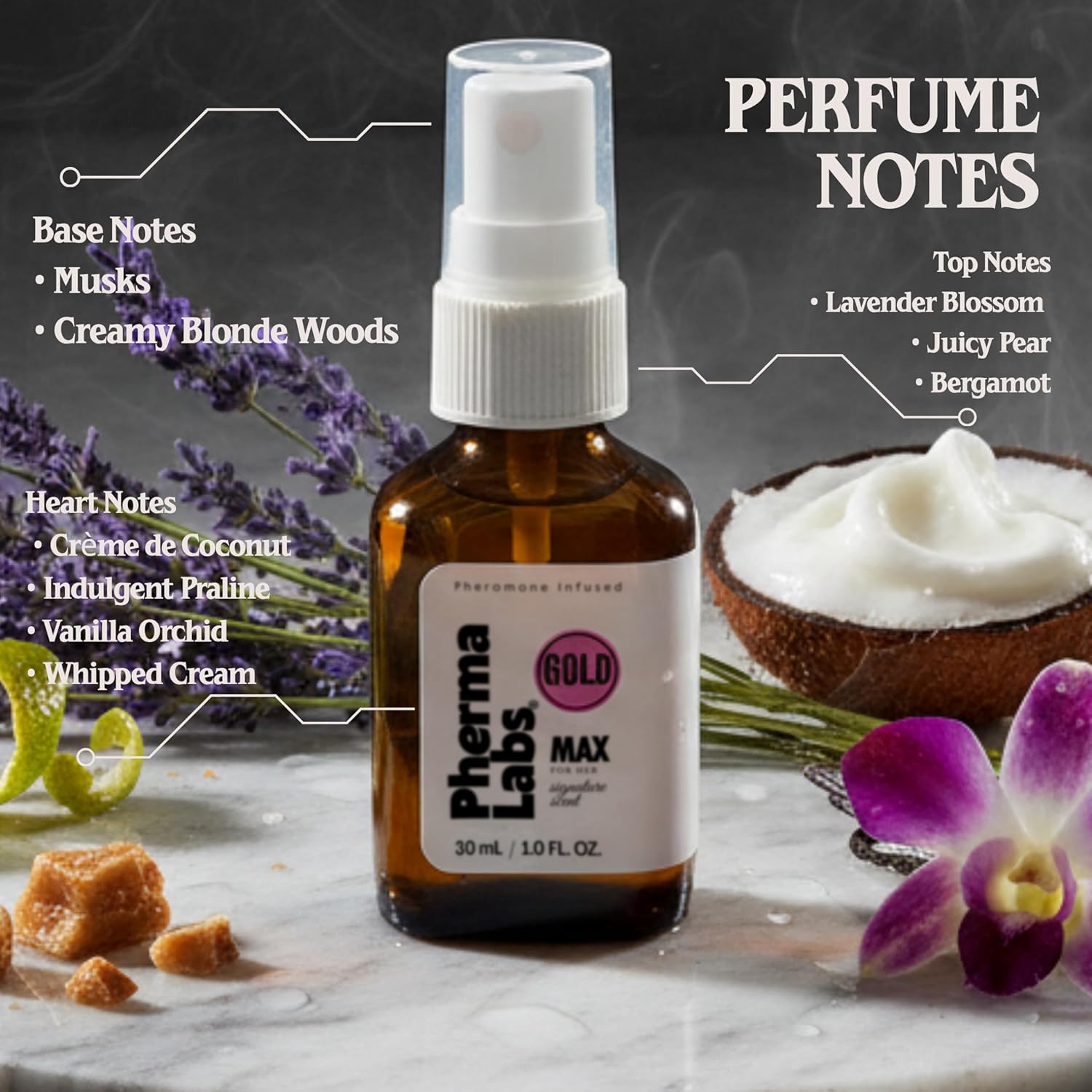 MAX GOLD for Her – Pheromone-Infused Luxury Perfume for Women, Presence Enhancing Signature Scent, Long-Lasting Feminine Fragrance, 30ml