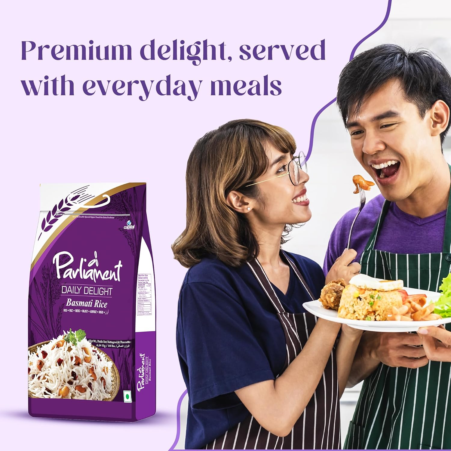 Parliament Daily Delight Basmati Rice - Perfect for Everyday Cooking - 10Lbs