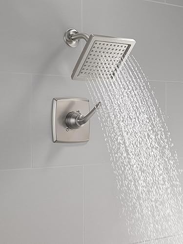 Miniatura 2 de Delta Faucet Geist Serie 14 - Grifo de ducha con cabezal de ducha de níquel cepillado de un solo rociador, juego de grifo de ducha completo,