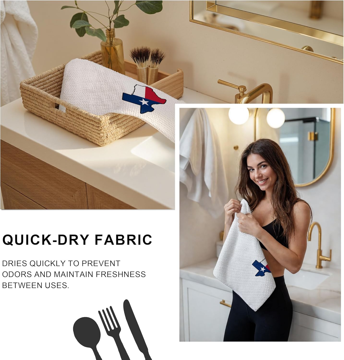 Texas State Flag Map Kitchen Towels, Texas Souvenirs Gifts Dish Tea Towels for Kitchen Decor, Red White Blue Southwestern American Hand Towel for Bathroom Decor, 16x24 Inch,C078-MJ-ZH - Image 3