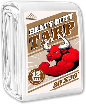 Tarp 20x30 ft Heavy Duty 12mil 100% Waterproof High Durability Multipurpose,Uv Resistant,White Tarp Suitable for Swimming Pools, Boats, Camping, Courtyards, Etc -by MVPNET