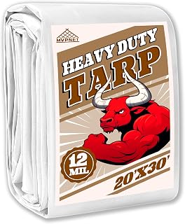 20x30 Feet 12mil Waterproof Tarp Heavy Duty UV Resistant White