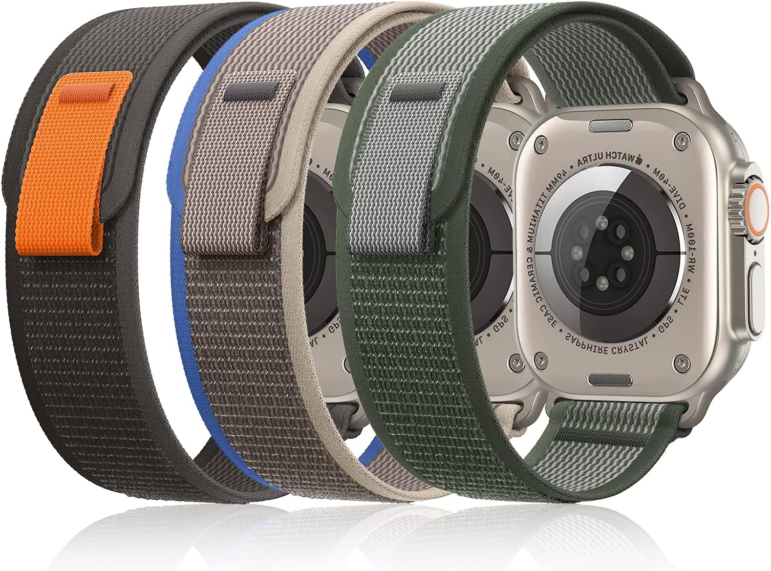 3 Pack Trail Loop Bands Compatible with Apple Watch Ultra Band 49mm 45mm 44mm 42mm 38mm 40mm 41mm Men Women, Nylon Sport Solo Woven Stretchy Replacement Strap for Apple Watch Ultra iWatch Series 8 7 SE 6 5 4 3 2 1