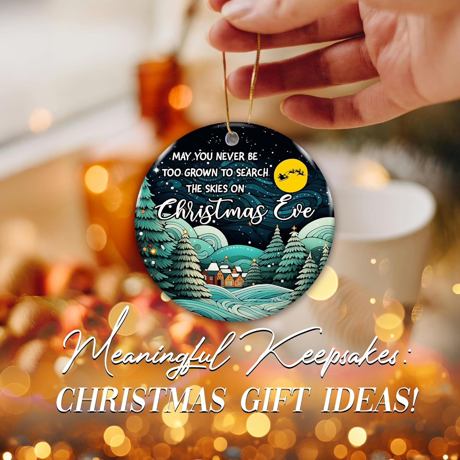 Christmas Eve Night Scene Ornament, Gift Ornament 2025, Sentimental Gift for Family, Kids, Friends, or Teachers, Christmas Eve Quote, Santa Sleigh Night Scene, Winter Village Holiday Decor - Image 8