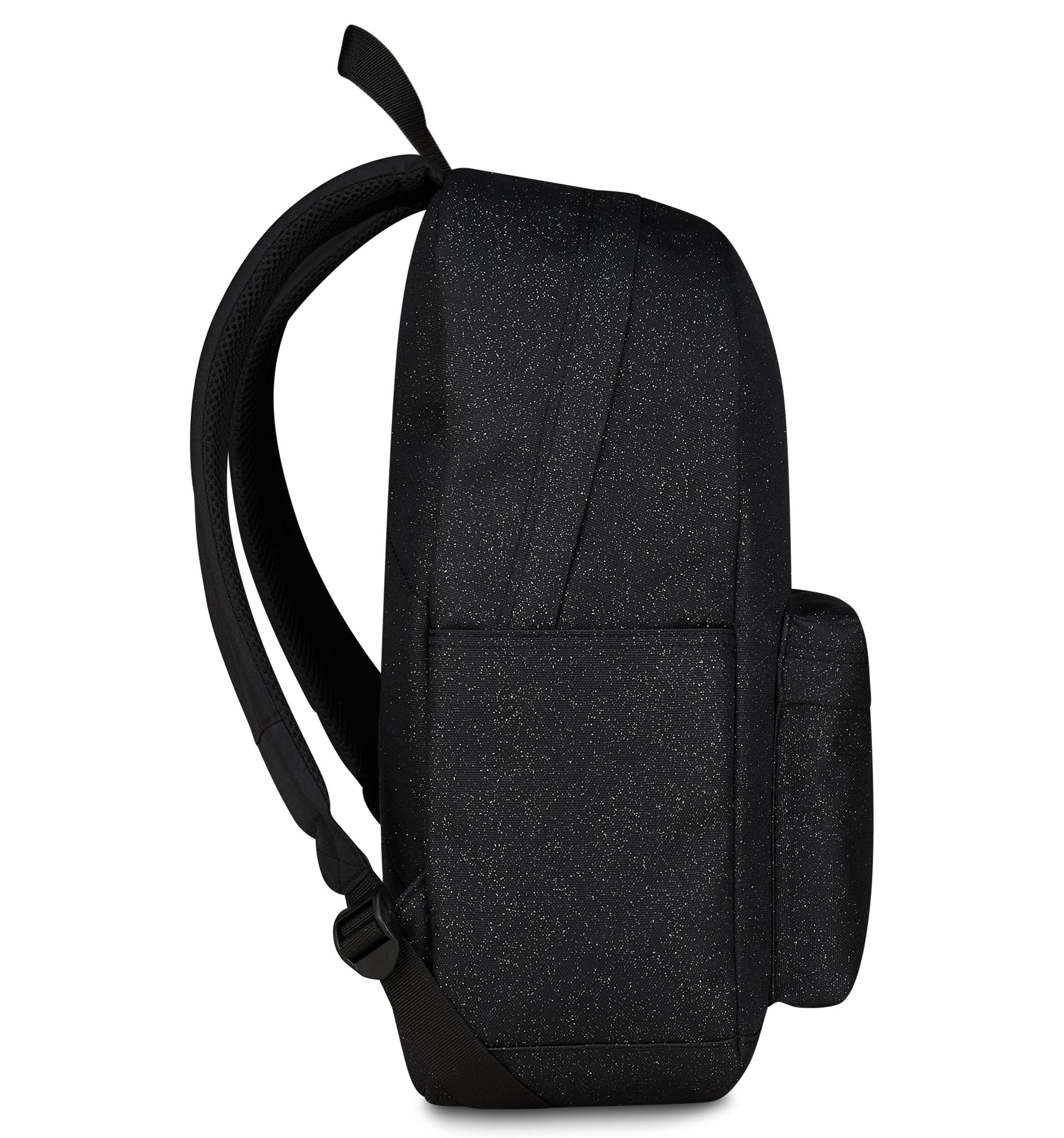Invicta Zaino Scuola Carlson Shine, Nero, 24 L, Effetto brillantini, Monoscomparto, Tasca interna con zip, Scomparto porta pc ablet, Tasca laterale portaborraccia, Scuola media e superiore, Ragazza