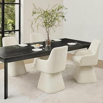KISLOT Swivel Dining Chairs Set of 4, Mid Century Modern Chairs Fabric Upholstered Armchair with Armrest & Ergonomic Backrest for Dining Room, Kitchen, Bedroom, Living Room, Linen, 4 Boxs