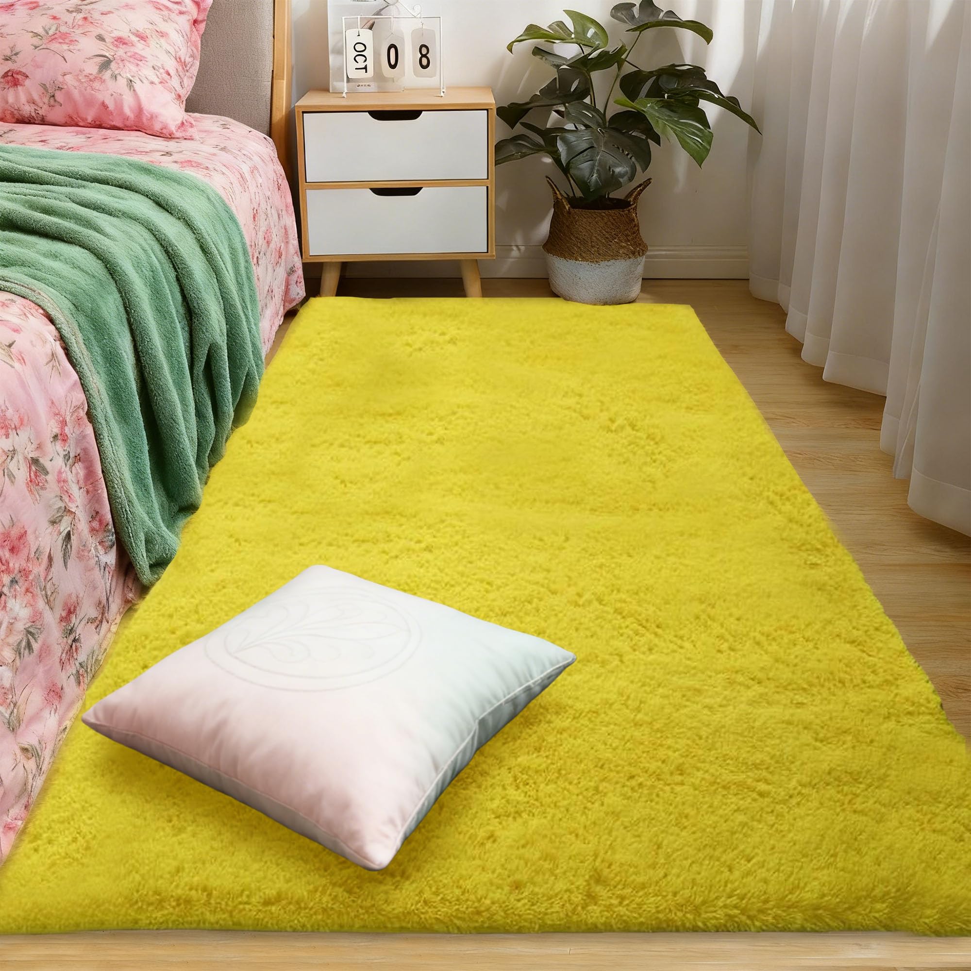 Tapis Salon 360 x 160 cm Moelleux Tapis Moderne Salon Extra Large, Moelleux et Moderne pour La Décoration de La Maison, Jaune