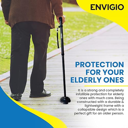 Miniatura 6 de Bastón plegable para hombres y mujeres | Bastón de pie independiente | Punta de pivote, resistente | Altura ajustable | Cómodas asas en T | Bastón