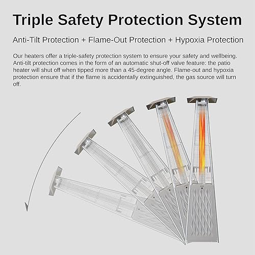 Miniatura 4 de EAST OAK Pyramid - Calentador de patio de 48000 BTU, calentador de patio con llama para exteriores, acero inoxidable, calentador de propano de tubo