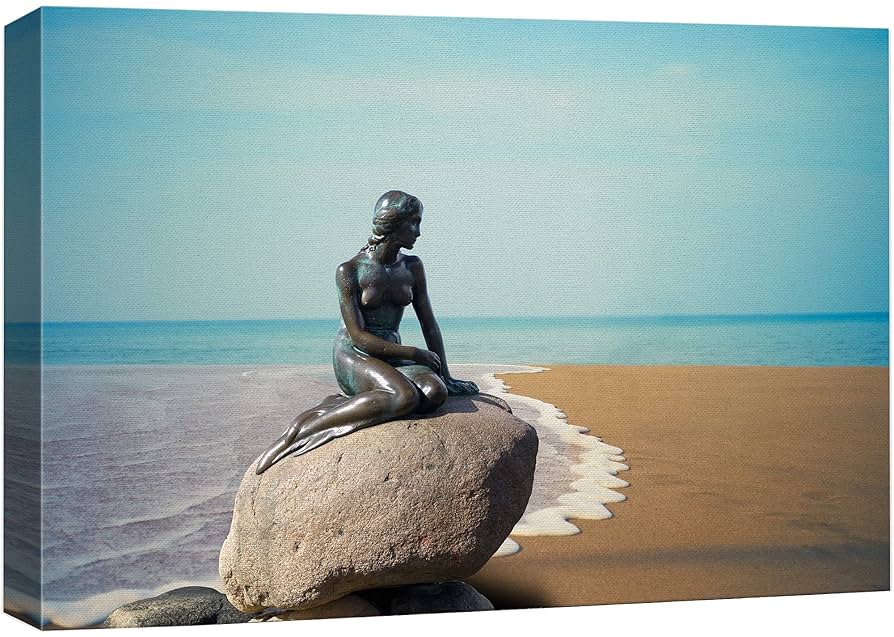 Amazon.co.jp: Wall26® - 海の中の美しい人魚 - キャンバス