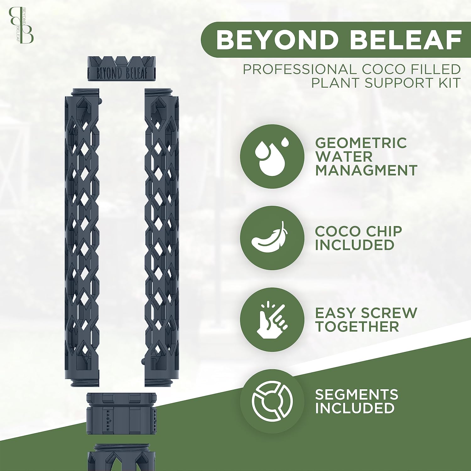 Professional Self-Watering Plant Support Pole for Plants to Climb up - Modular Extendable - Prefilled w/Coco Chips for Climbing Monstera - Beyond Beleaf - Propogation Tool - Moss Pole (Small)