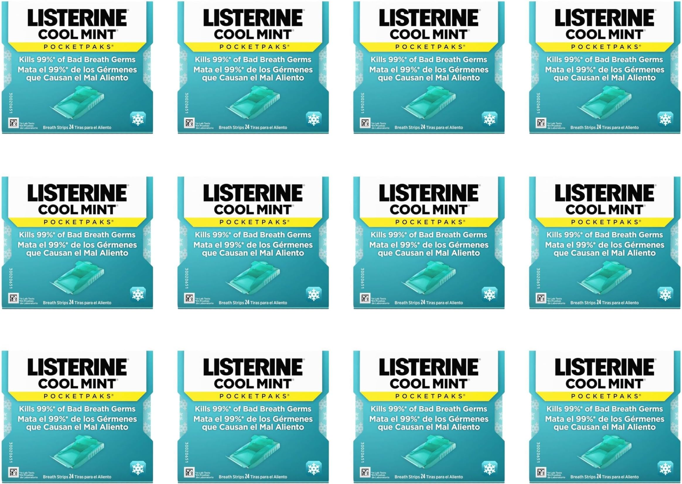 Cool Mint PocketPaks Breath Strips Dissolving Oral Care Strips for Fresh Breath, Travel Essentials, Kills 99% of Bad Breath Germs, Breath Freshener, Cool Mint, 24 Strip Pack (12 Packs)