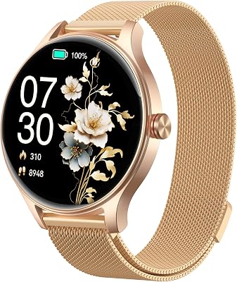 Montre Connectée Femme avec Appel Bluetooth, 1.57″ AI Smartwatch avec Fréquence Cardiaque/SpO2/Sommeil Montre, 3ATM étanche 120+ Modes Sport, Fitness Podomètre Compatible pour Samsung Android iPhone