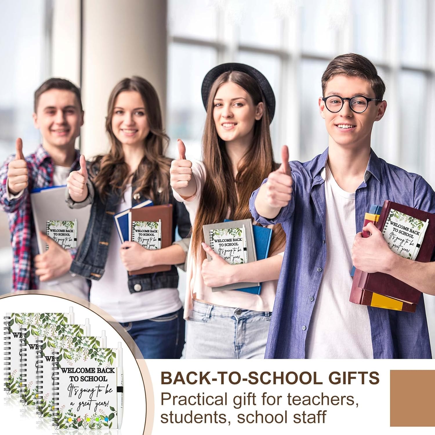 Dunzoom 50 Sets Back to School Gifts Bulk for Students Teachers 2026 Welcome Back to School Teachers Gifts Spiral Notebooks with Ballpoint Pens Set for Classroom Office Supplies (Plastic)