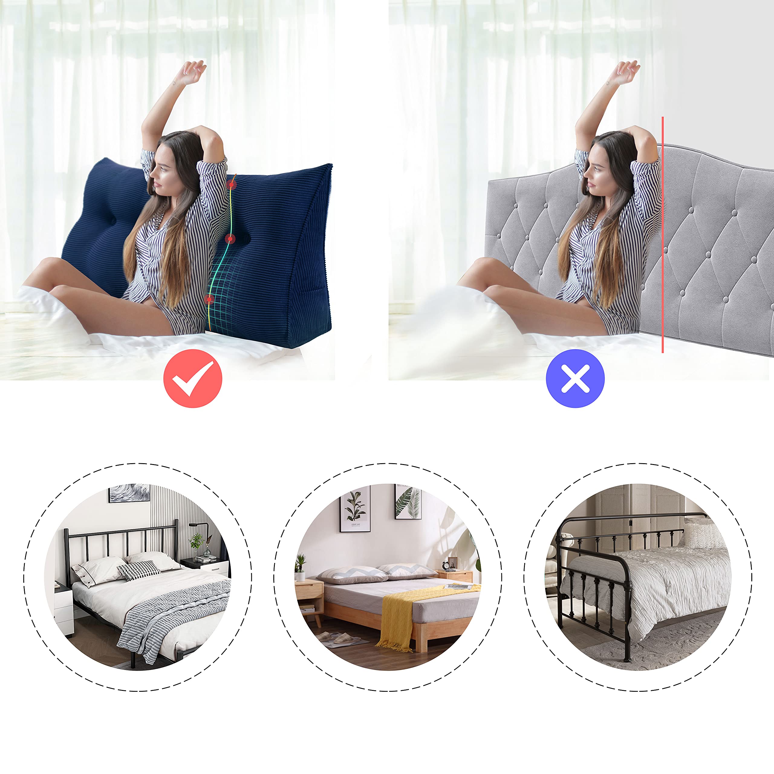 vercart Tête de lit Rembourrage Multifonctionnel Capitonnée en Tissu Détachable en Velours Côtelé Cale Décorative Chevet Moderne Bleu Foncé 180cm