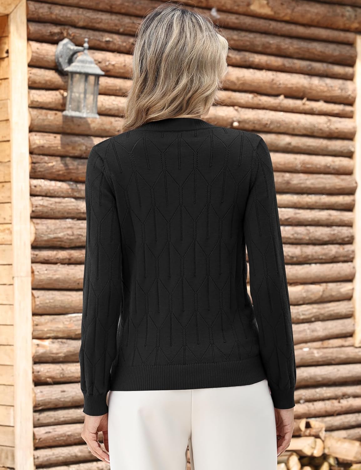 AKEWEI Fall Sweaters for Women 2026 V Neck Long Sleeve Pullover Crochet Dressy Casual Tops - Image 5