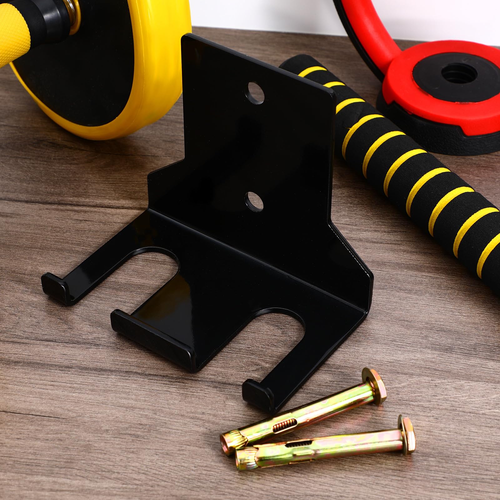 DOITOOL Estante de Almacenamiento de Barras de Pesas de Pared para Gimnasio en Casa, Soporte Doble para Barra Estándar, Acero Resistente y Compacto, Accesorio Fitness para Musculación