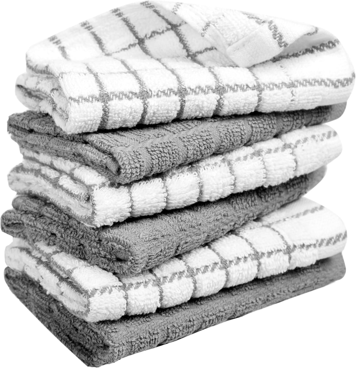 Bumble Dish Cloths (6-Pack), 100% Cotton Kitchen Towels, 12"x12" - Gray
