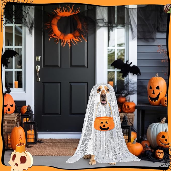 Disfraz de Fantasma para Perro Halloween con Cubo Calabaza de Fieltro miniatura 4