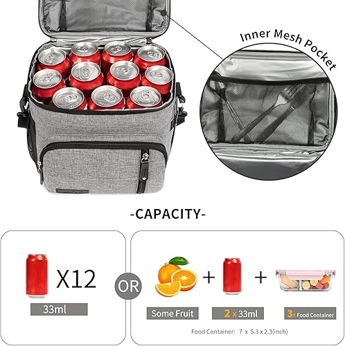 Miniatura 5 de UMUFUKA Bolsa de almuerzo aislada para mujeres y hombres, a prueba de fugas, suave, para adultos, lonchera reutilizable para trabajo de oficina