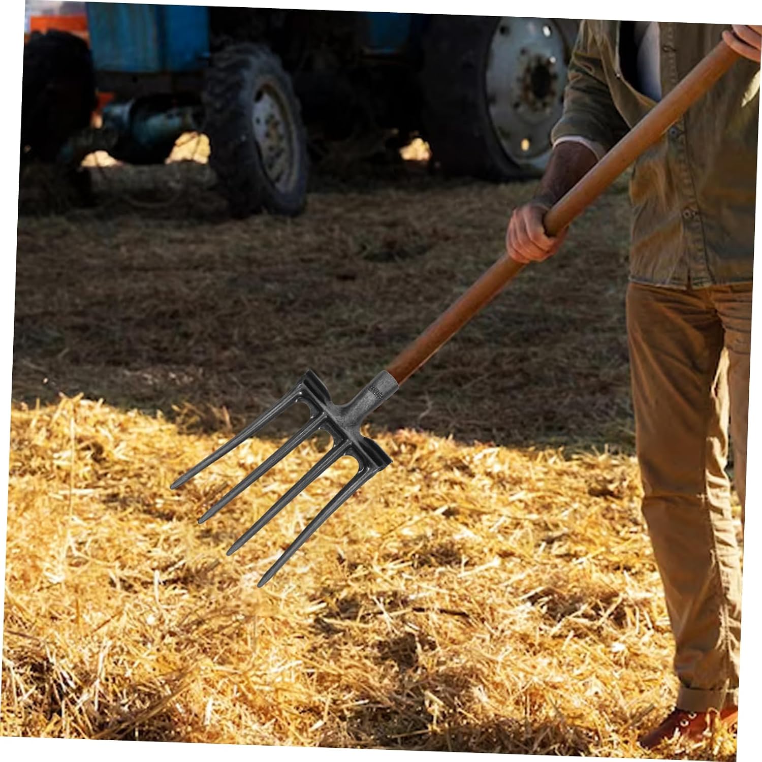 GANAZONO 1Pc Four Prong Steel Pitch Fork Replacement Head Heavy Duty Garden Tool for Soil Loosening and Ground Preparation for Farming and Landscaping Easy Attachment