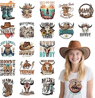 Western DTF Transfers Ready to Press - 20 Sheets Farm Themed Cowboy Iron On Transfers for T Shirts Western Cowgirl Heat Transfer Personalized Iron on Patches for Clothes Bag Pillow Covers DIY