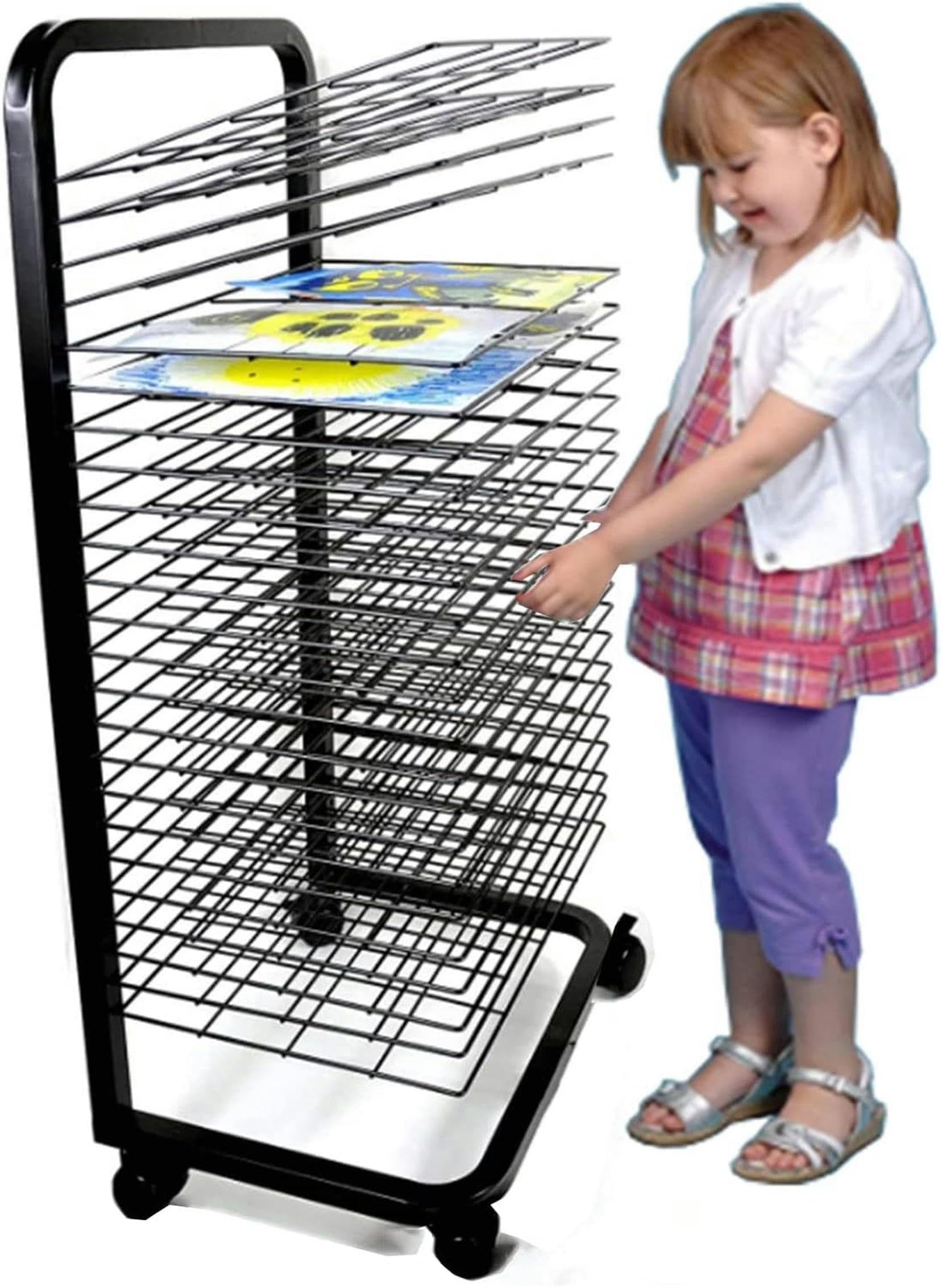 Support de séchage d'art avec finition enduite de poudre noire durable