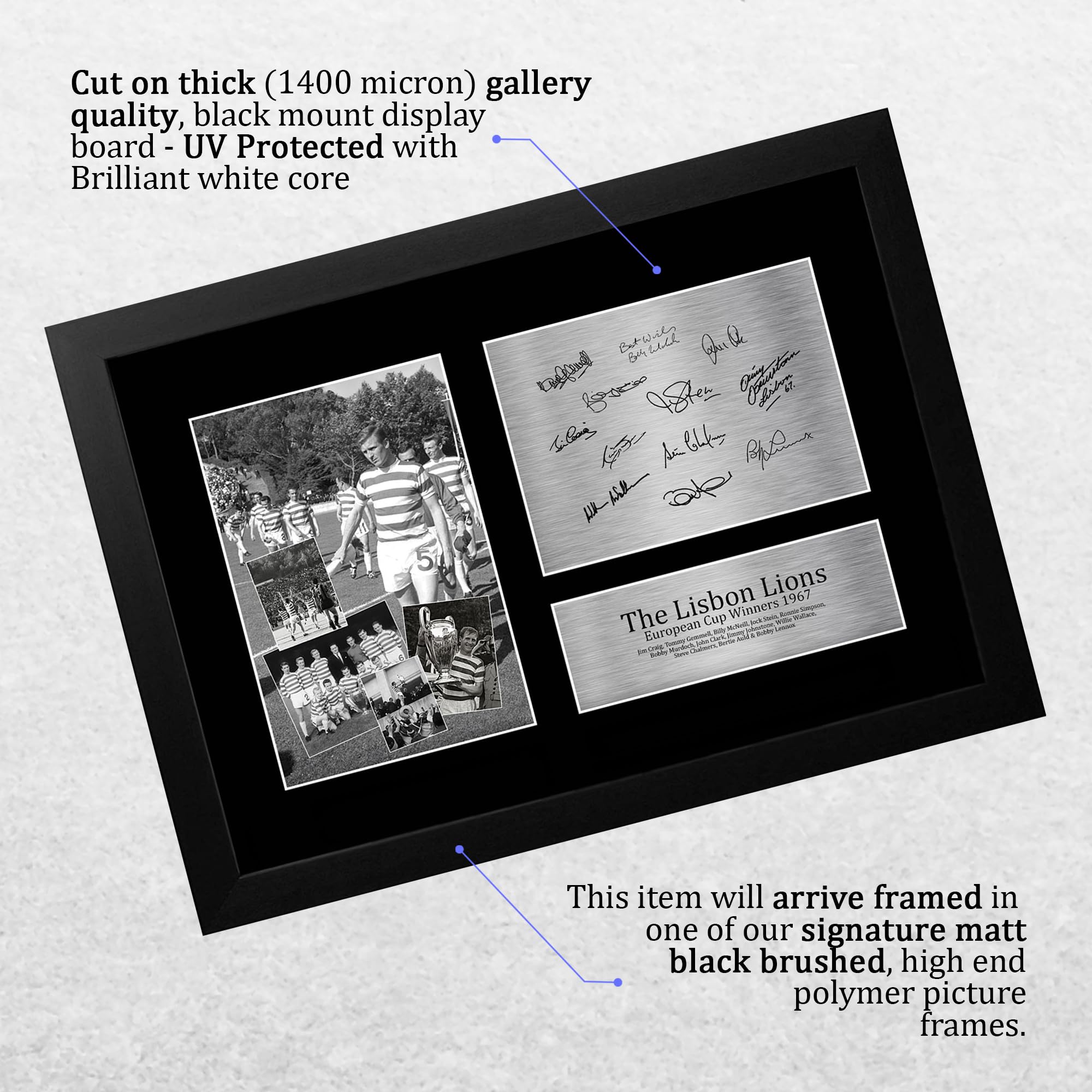 HWC Trading FR A4 The Lisbon Lions Celtic 1967 European Cup Winners Printed Memorabilia Signed Autograph Photograph Display for Football Fans and Supporters - A4 Framed - Image 3