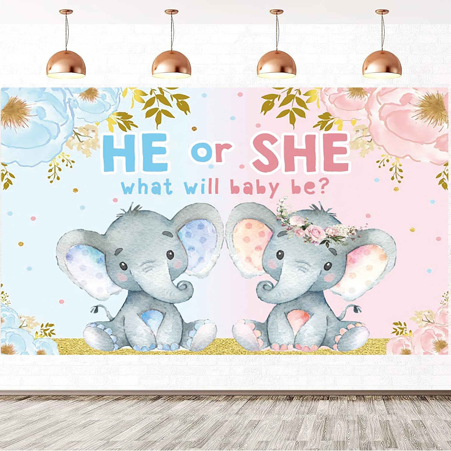 APROPHIC Gender Reveal Hintergrund 2,1x1,5m - Blau Rosa Baby Enthüllung Party Banner