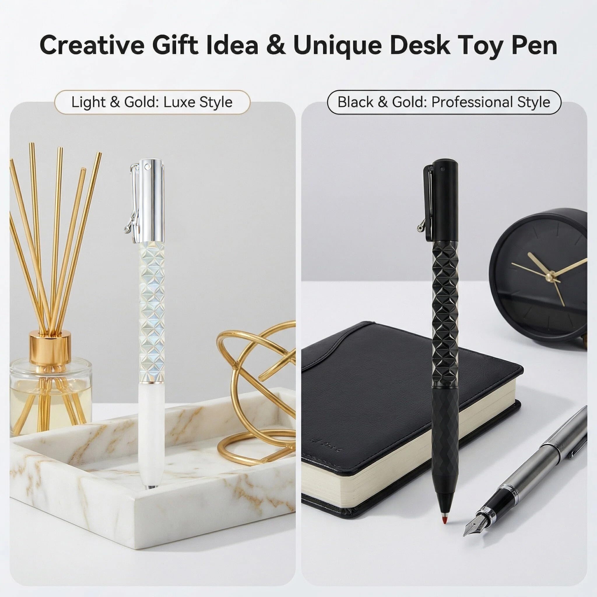 Geometryczne długopisy z filcowym etui do przechowywania, długopisy żelowe Fidget dla dorosłych, kreatywne, deformujące, zabawne długopisy do szkoły, domu, artykułów biurowych, czarny atrament