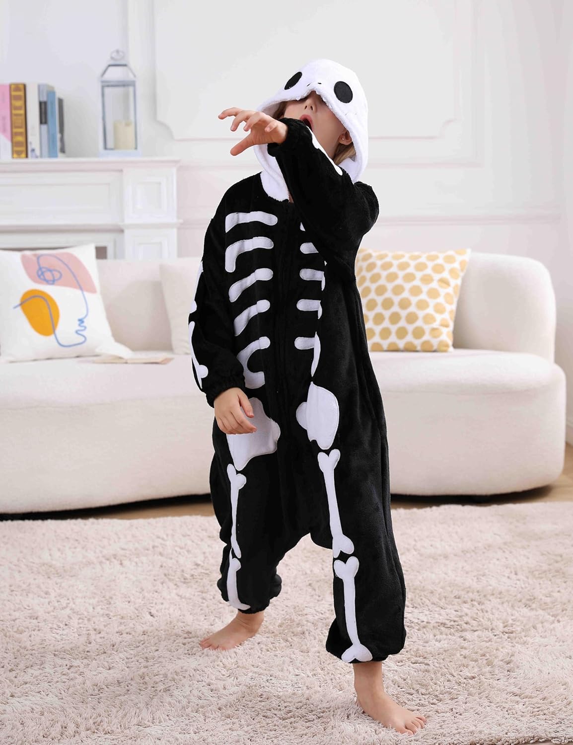DarkCom Kids Animal Onesie,Women and Mens Cosplay Skeleton Onesie Halloween Costume Christmas Pajamas Sleepwear - Image 3