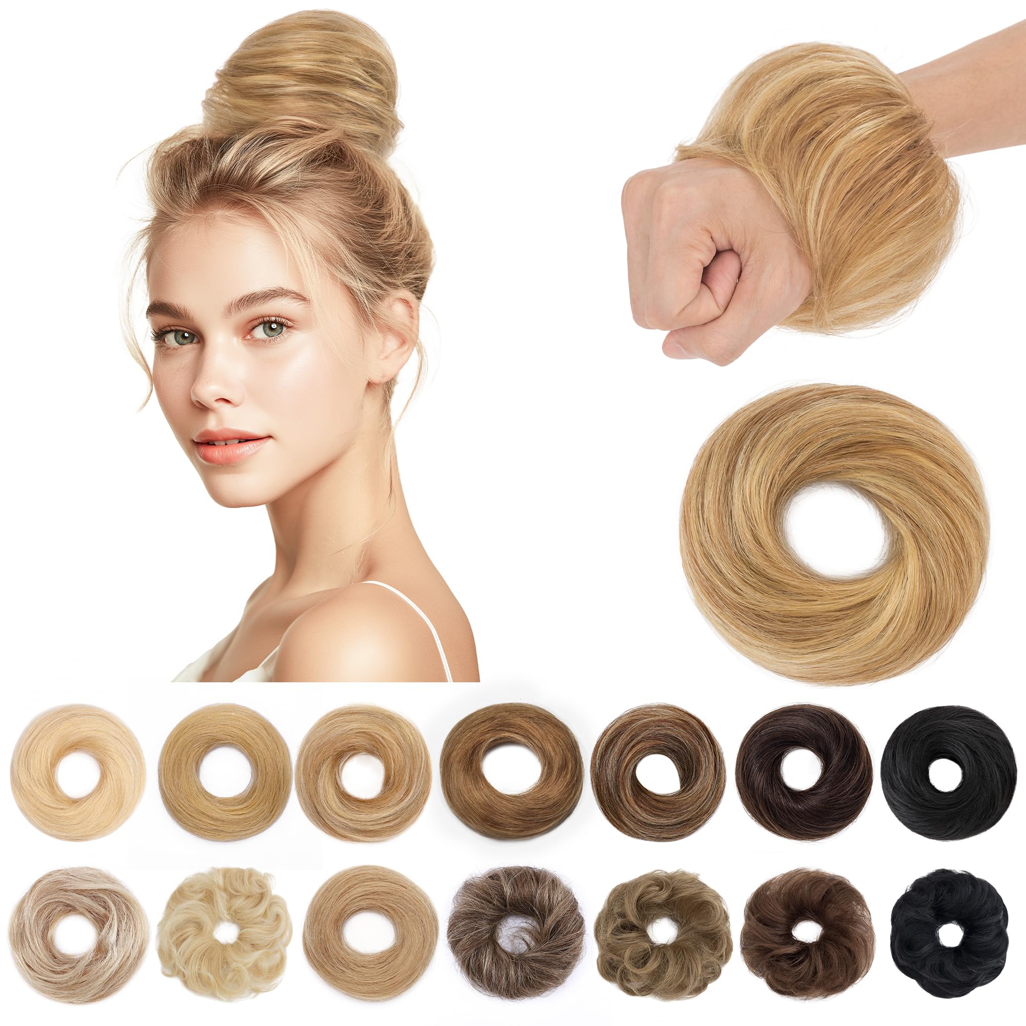 Photo 1 of SEGO Human Hair Messy Bun #6RP613R Light Brown & Blonde