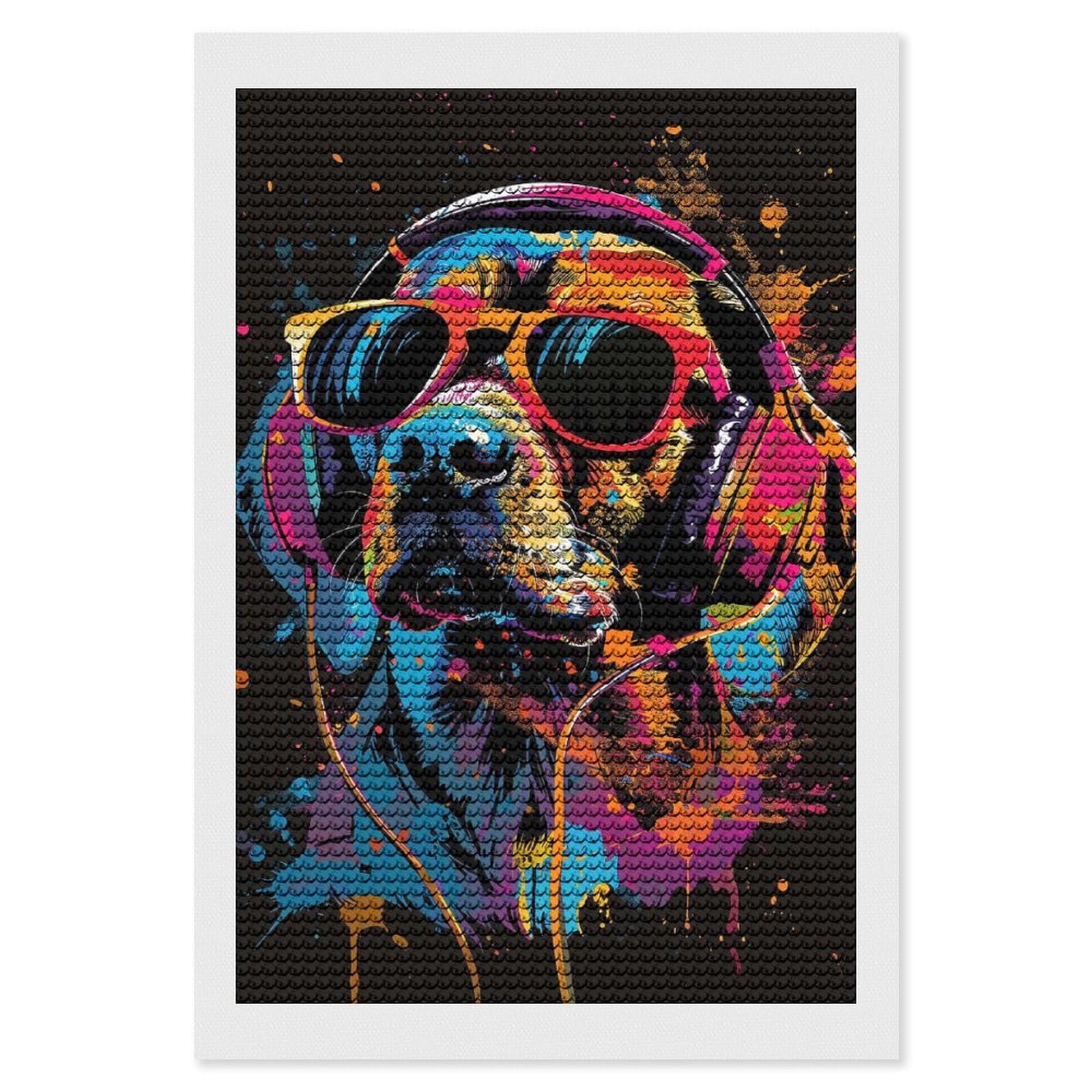 Junmoney Beagle Colorful Diamond Painting Kit 8"x12", Festive Craft Gift, Bedroom Decor, Full Kit Included, Creative Gift Idea
