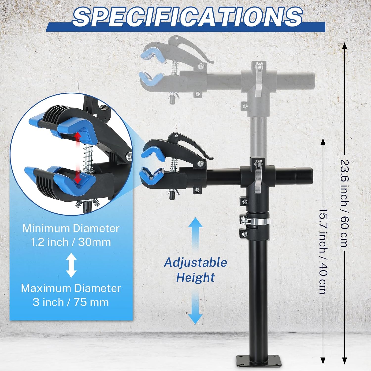 NATGAI Height Adjustable Bike Repair Stand, Bench Mount Bicycle Maintenance Rack Workstand, Adjustable Removable Home Bicycle Maintenance Stand for Road Mountain Bikes (Blue)