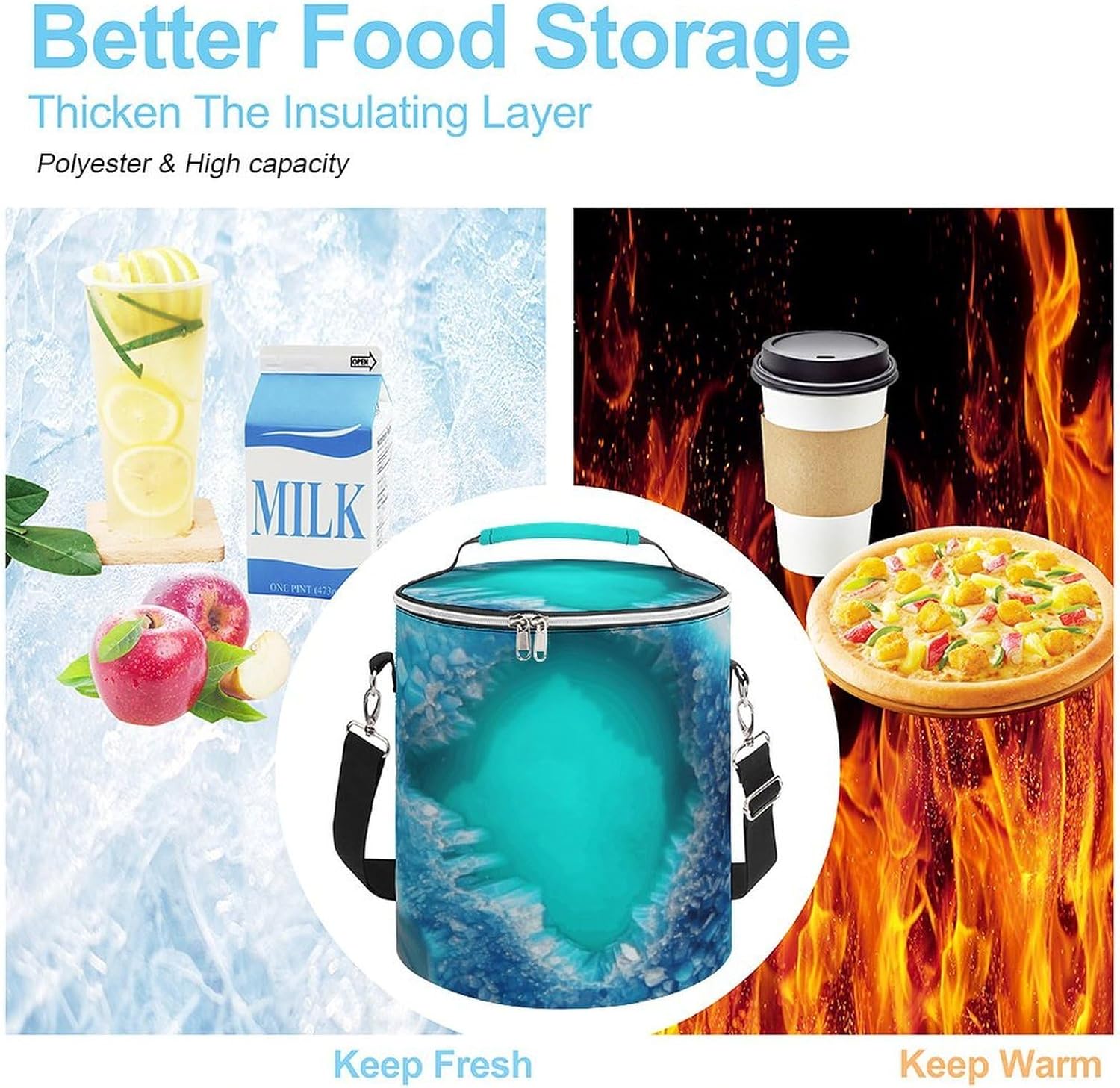 Soft Round Cooler Bags15L Collapsible Ice Chest Bag,Sunset Seasideprinted Portable Leakproof Insulated Travel Cooler Bag for Picnic,Beach,Outdoor Trip