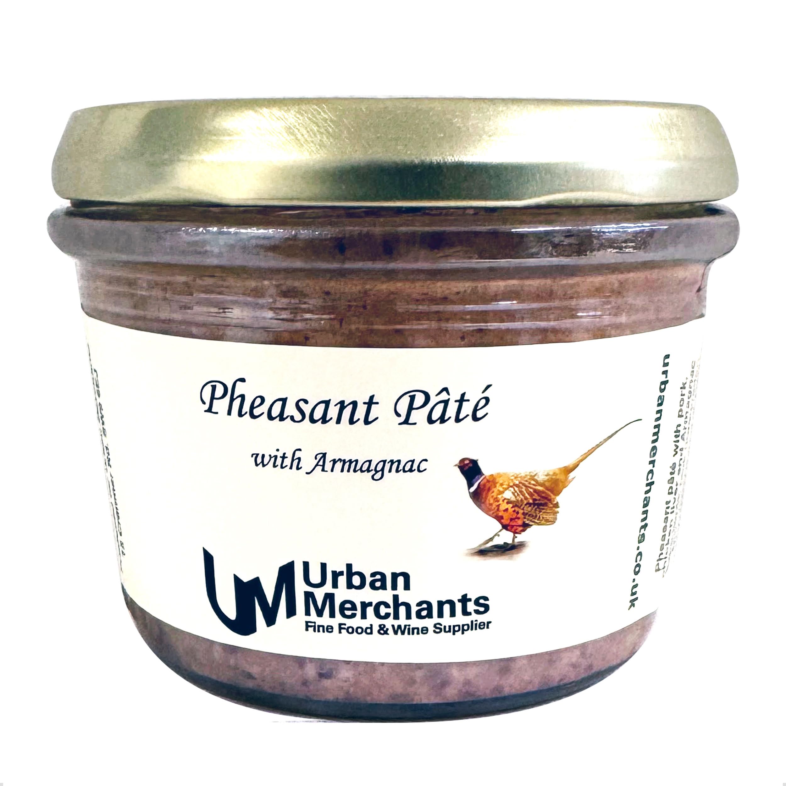 Pheasant Pate With Armagnac From Urban Merchants, Gourmet French Pate, Ideal Accompaniment For Cheese, Charcuterie, Crackers, Pickles And Chuntneys, 180g Glass Jar