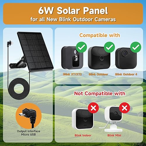 Miniatura 2 de Panel solar para Blink Outdoor 4 (4 generación)Blink Outdoor (3 generación) XT3 y Blink XT2XT, cargador solar de 6 W para Blink con montaje