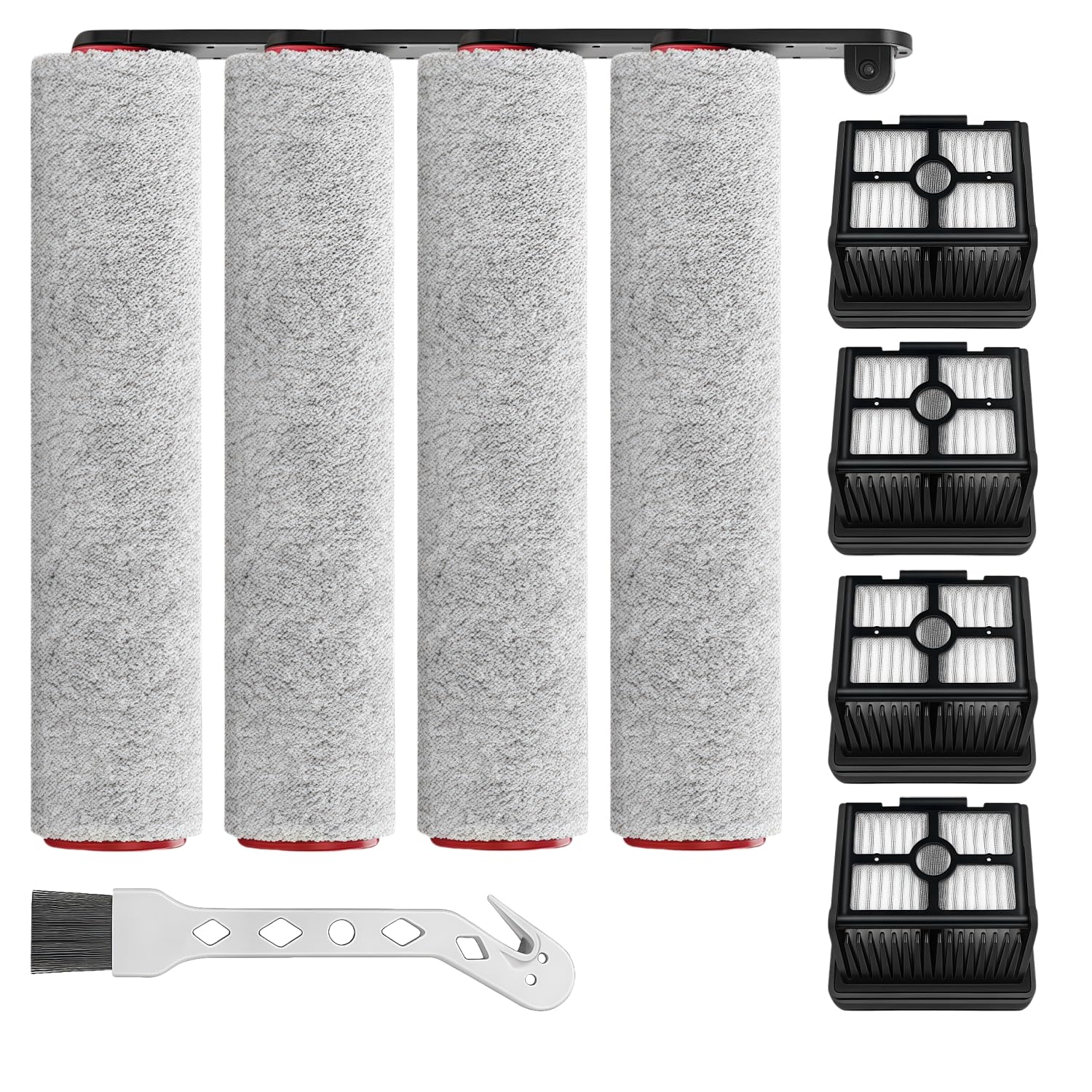 GIB Replacement Parts for DREAME H12 Pro, H12 Dual, G10 Pro Wet Dry Vacuum | [NOT for H12 & G10] Cordless Dreame Vacuum and Mop Accessories, 4 Roller Brushes + 4 HEPA Filters + 1 Cleaning Brush
