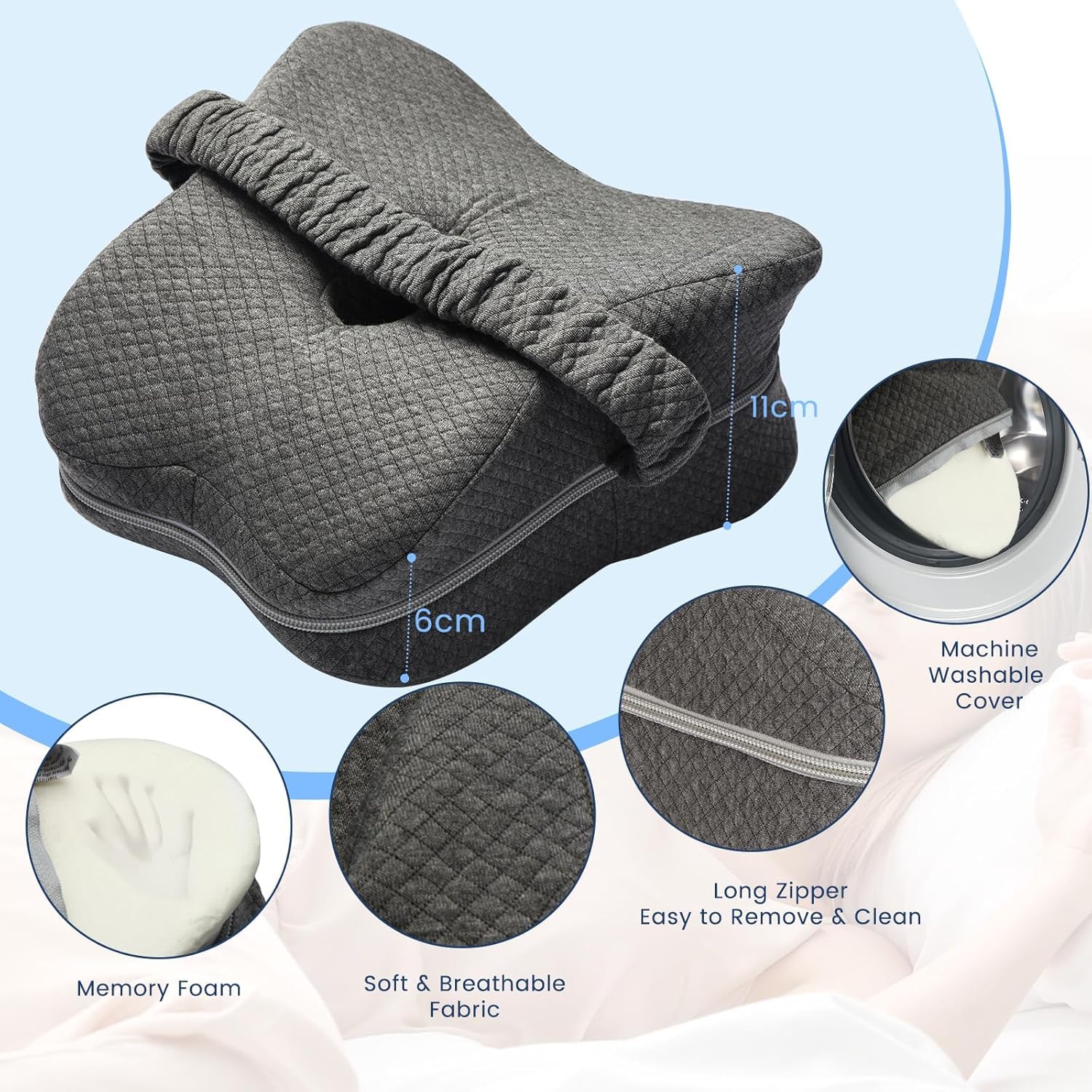 Almohada de rodilla para dormir de lado, almohada de pierna para dormir de lado
