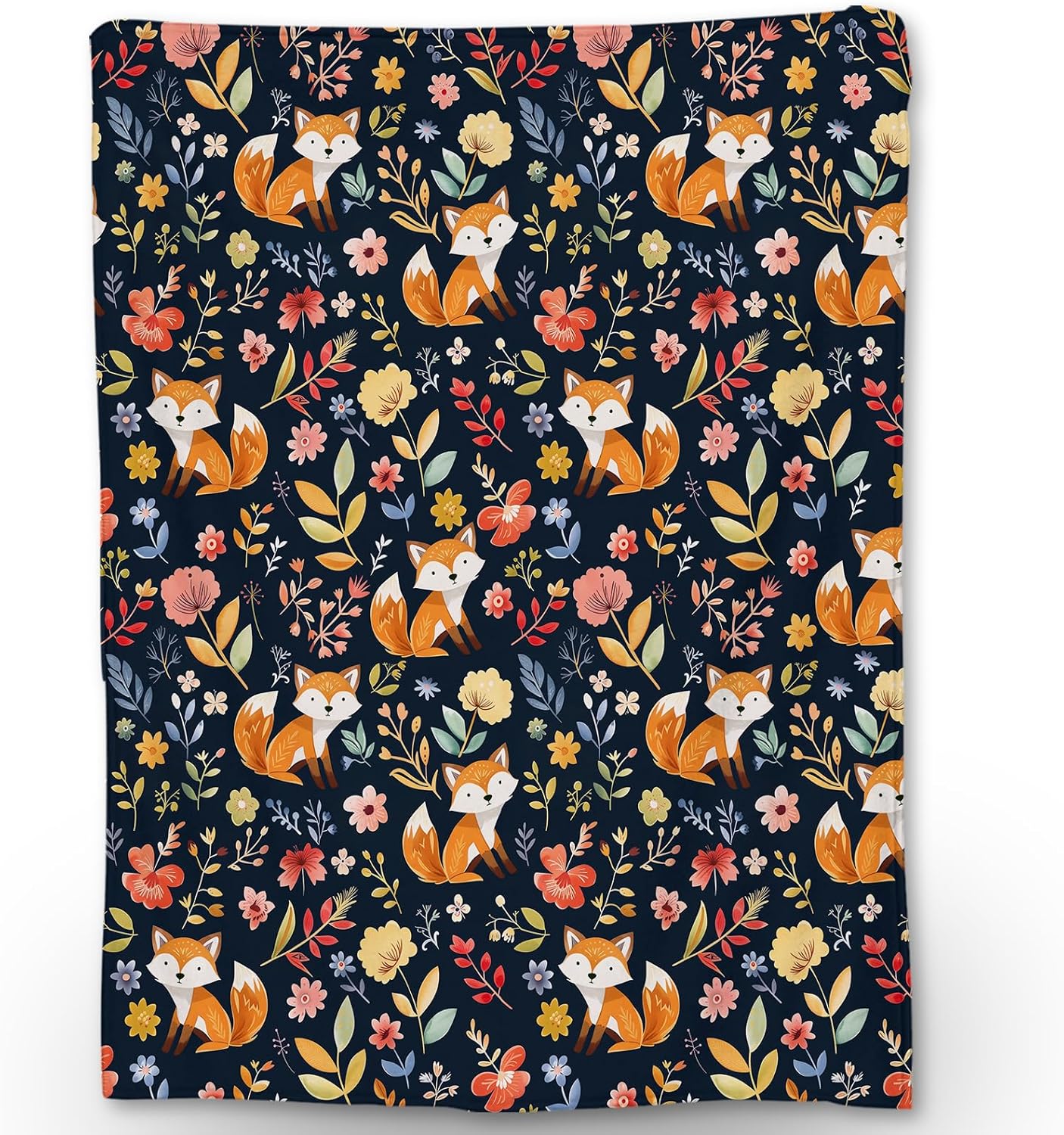 Cute Fox Blanket, Soft Flannel Throw Blanket for Couch, Bed, Travel, Living Room & Home Decor, Cozy Lightweight Warm Fluffy Fuzzy Blankets for Adults Kids Women 60×50 in