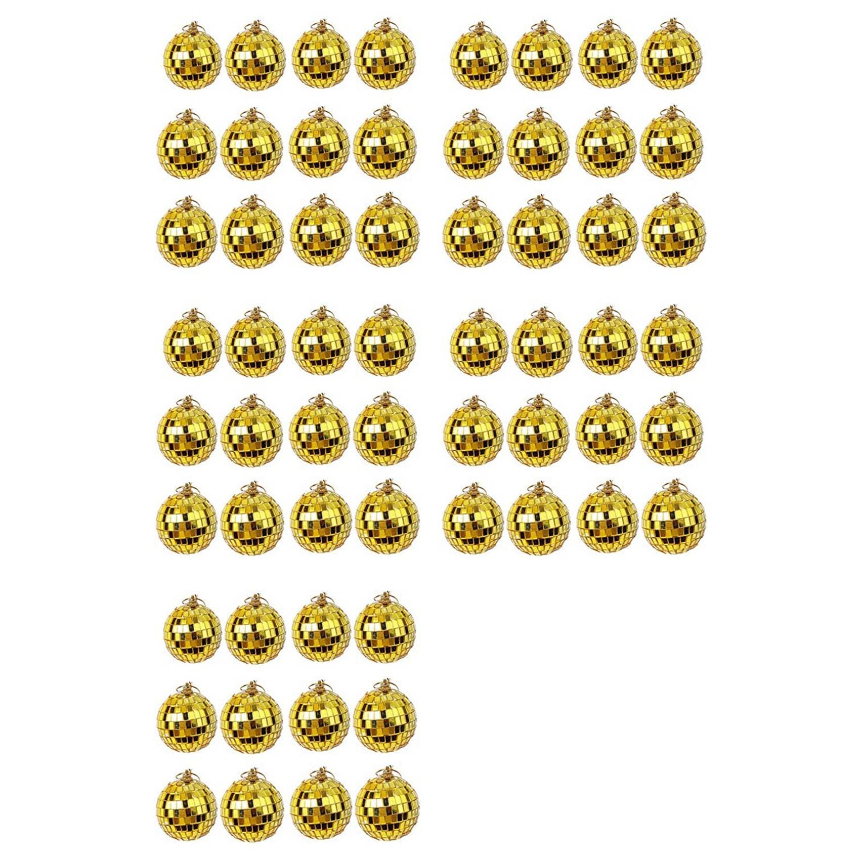 Decoración de Bola de Discoteca con Espejo de 60 Piezas, Efectos de Iluminación para Fiestas o DJ, Decoración del Hogar, Accesorios de Escenario (2 Pulgadas, Dorado)
