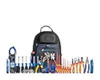 Jonard Tools TK-591 30-Piece Master Electrician Insulated Tool Kit with 1000A Clamp Meter, Insulated Screwdrivers and Pliers, Nut Drivers, Wire Stripper, Jobsite Tools, and 48 Pocket Backpack