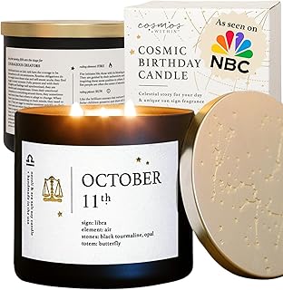 October 11th Personalized Zodiac Candle | Inspirational Astrology Reading and Daily Affirmation for Your Birthdate | Handmade Libra Candles | Astrology Birthday Gifts for Women