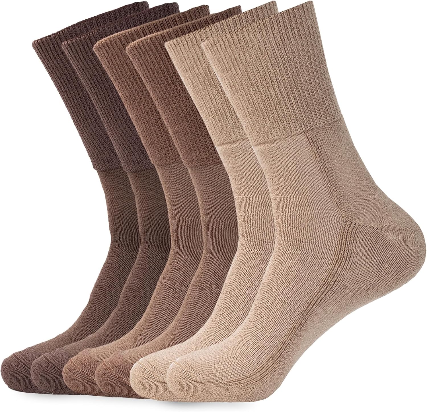 1SOCK2SOCK 6 Pack Diabetic Crew Socks, Therapeutic, Non-Binding Circulatory Silky Soft Cushioned Socks