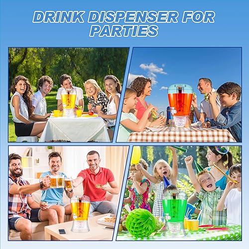 Miniatura 3 de Maxcheck Dispensador de bebidas frías y calientes transparentes para fiestas, dispensador de agua irrompible para encimera con núcleo de hielo e