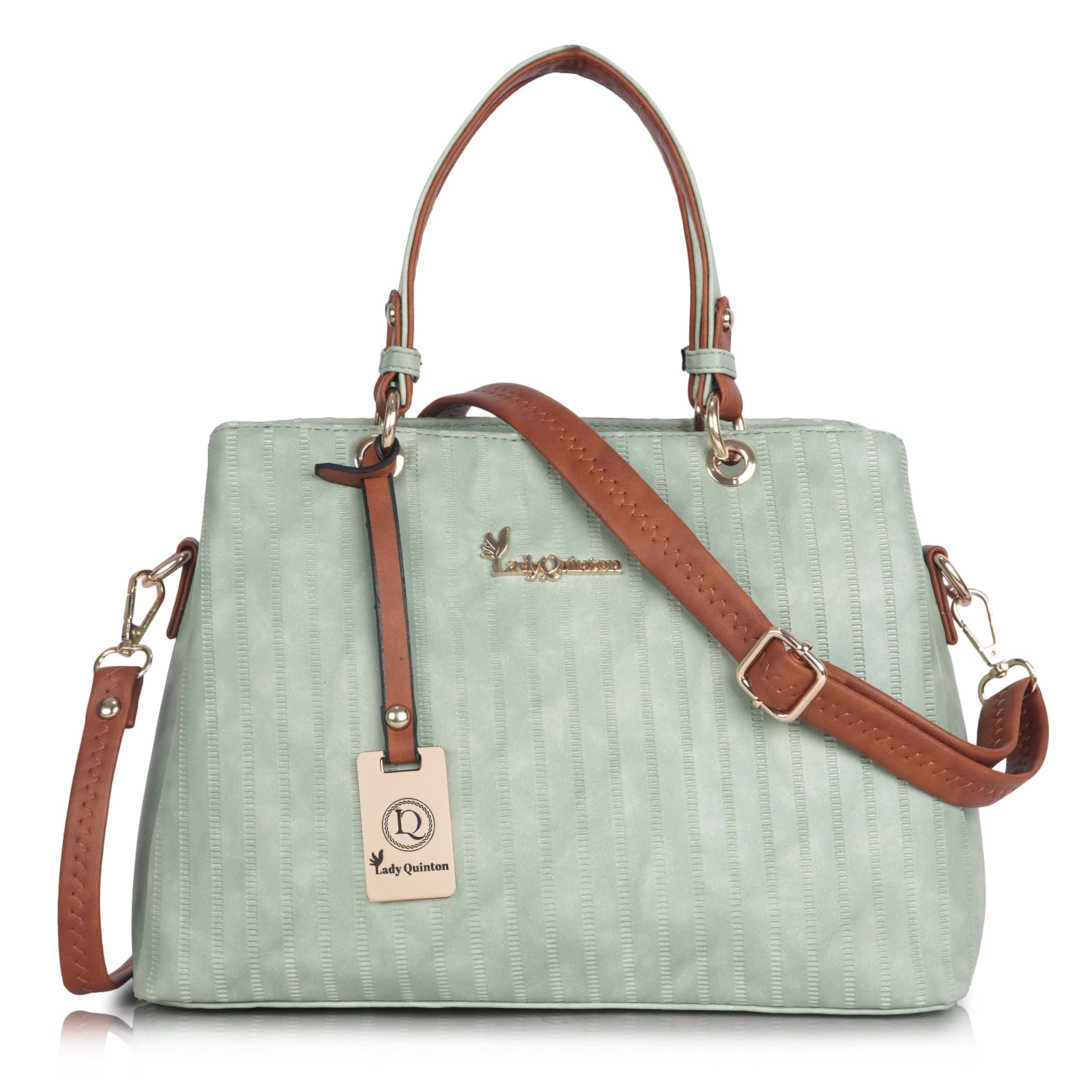 lady quinton Handbag with Detachable Sling Strap, Striped Satchel Bag, Multi-Compartment-picture-37