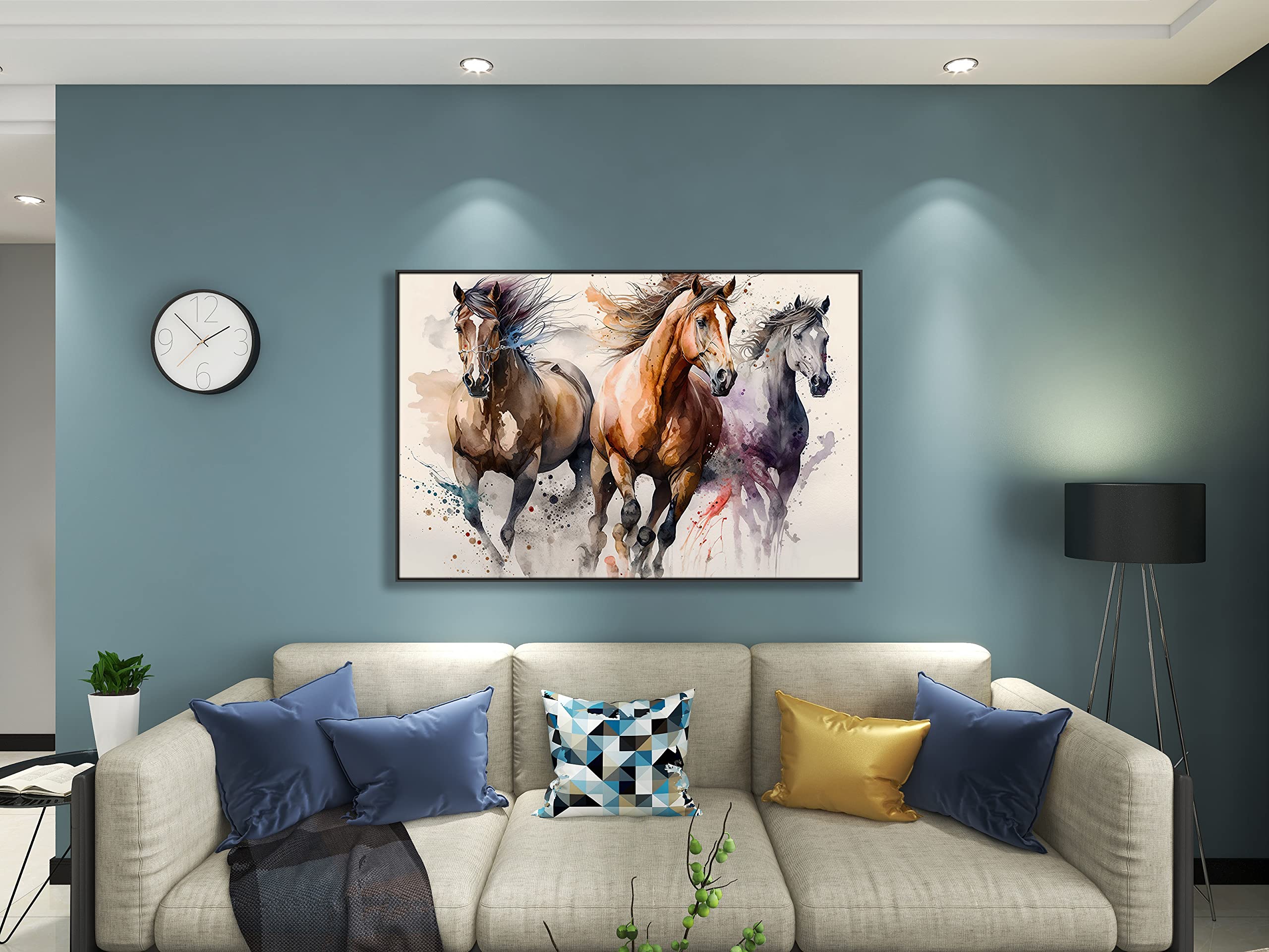 Tableau Sur Toile Chevaux De Course - Impression Huile 60x120 Cm - Décoration Murale Moderne Chevaux